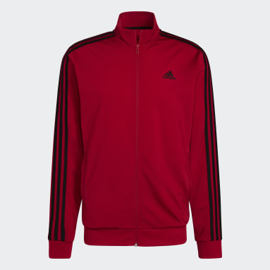 Mænd Sportswear Rød Primegreen Essentials Warm-Up 3-Stripes træningsjakke