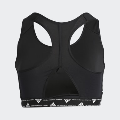 Brassière adidas Powerreact Training Medium-Support 3-Stripes (Grandes tailles) noir Femmes Entraînement