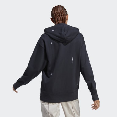 Dam Sportswear Svart Relaxed Hoodie with Healing Crystals-Inspired Graphics