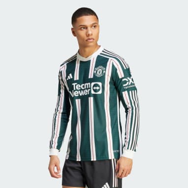 Männer Fußball Manchester United 23/24 Long Sleeve Auswärtstrikot Authentic Grün