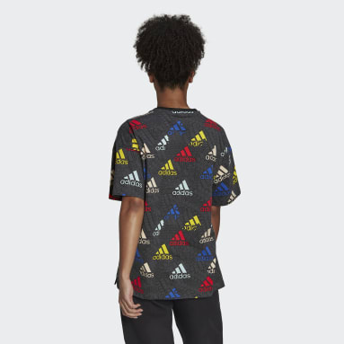 Camiseta Essentials Multi-Colored Logo Boyfriend Gris Mujer Sportswear