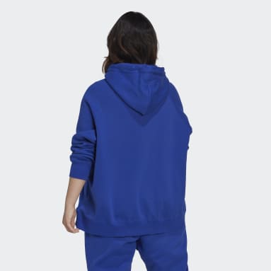 Women's Sportswear Blue Oversized Hooded Sweatshirt (Plus Size)
