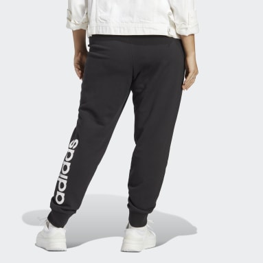 Essentials Linear French Terry Cuffed Pants (Plus Size) Czerń