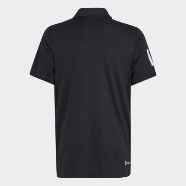Boys Tennis Black Club Tennis 3-Stripes Polo Shirt