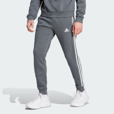 Men's Sportswear Grey Essentials Fleece 3-Stripes Tapered Cuff Pants