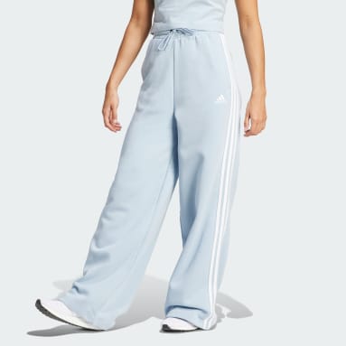 Women Sportswear Blue Essentials 3-Stripes Fleece Wide Pants