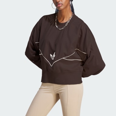 Women's Originals Brown Adicolor Corduroy Mix Material Sweatshirt