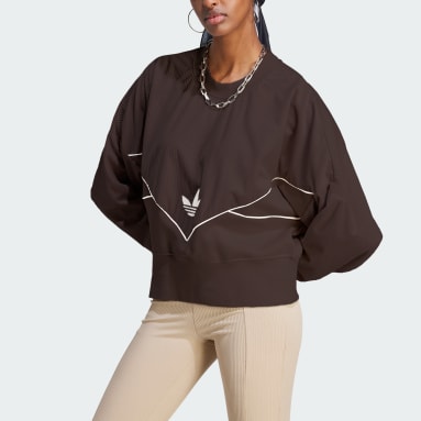 Sweat-shirt mix de matières velours côtelé Marron Femmes Originals