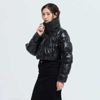 エッセンシャルズ グロッシー 2-in-1スタイル クロップド パファージャケット