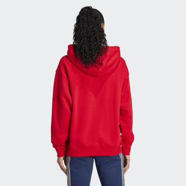 Sweat-shirt à capuche court pour femme ADIDAS - Rouge - Manches longues  Rosso - Cdiscount Sport