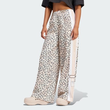 Red adidas Originals Leopard Luxe Wide Leg Adibreak Track Pants