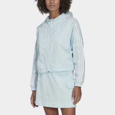 Women's Originals Blue Adicolor Classics Poplin Hooded Track Jacket