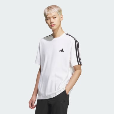 エッセンシャルズ プラス ルーズフィット スリーストライプス シングルジャージー半袖Tシャツ