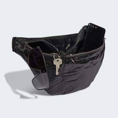 Women's Originals Black Puffy Satin Oversized Waist Bag