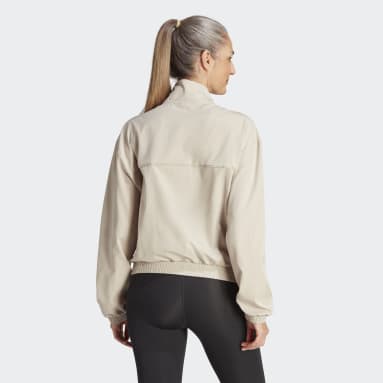 Veste de survêtement toile zip 1/4 AEROREADY Train Essentials Beige Femmes Entraînement