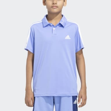 Girls Training Blue ADIDAS 3 STRIPES POLO TEE      