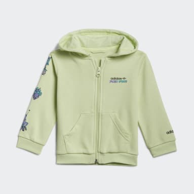 Ensemble graphique avec veste à capuche zippée Vert Enfants Originals