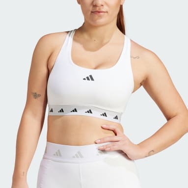 adidas Training - Everyday - Brassière de sport en coton à maintien léger -  Blanc