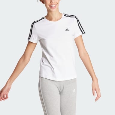 ผู้หญิง Sportswear สีขาว เสื้อยืด Essentials Slim 3-Stripes