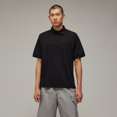 Men Y-3 Black Y-3 Short Sleeve Polo Shirt