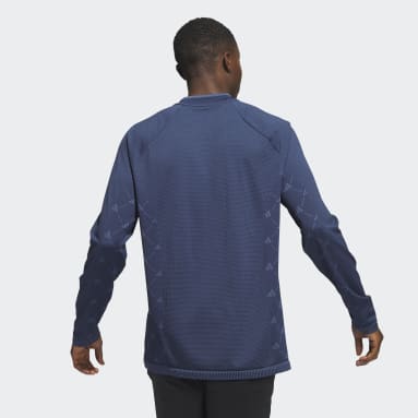 Men Golf Blue Ultimate365 Tour PRIMEKNIT Long Sleeve Polo Shirt
