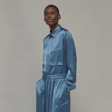 Y-3 Tech Silk Skjorte Blå
