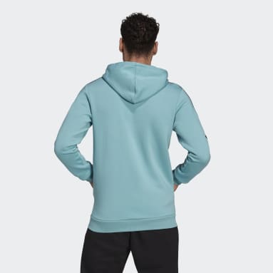 Men's Essentials Turquoise Essentials Fleece 3-Stripes Full-Zip Hoodie