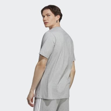 Men sportswear Grey Essentials Single Jersey Embroidered Small Logo Tee