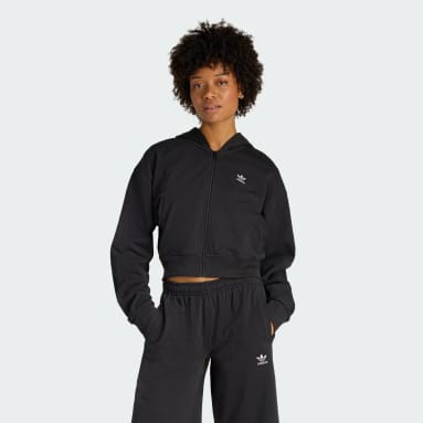 POLERÓN CORTO CON GORRO ESSENTIALS DE FRENCH TERRY CON CIERRE CORTO