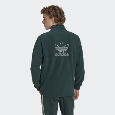 Men's Originals Green Adicolor Classics Trefoil Teddy Fleece Jacket