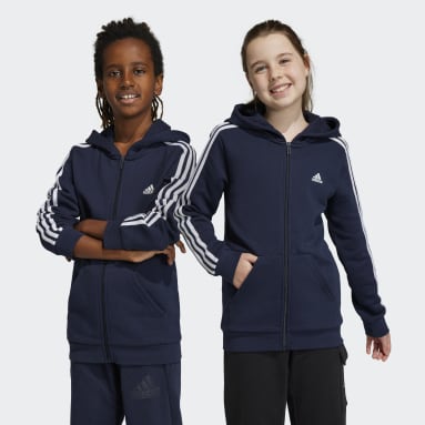 Kids Sportswear Blue Essentials 3-Stripes Fleece Full-Zip Hoodie