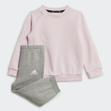 Completo felpa e pantaloni adidas Essentials Logo (Neutral) Rosa Bambini Sportswear