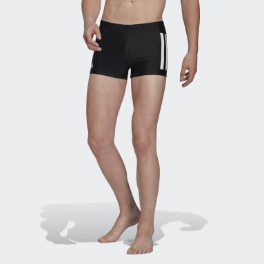Männer Schwimmen Bold 3-Streifen Boxer-Badehose Schwarz