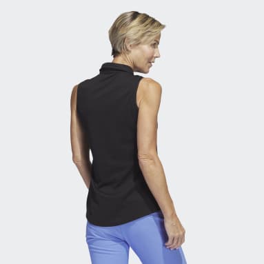 Texture Sleeveless Golf Poloskjorte Svart