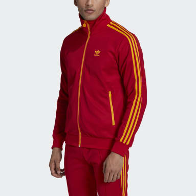 Drifit with 4 way lycra Full Sleeves Men Red Adidas tracksuit at