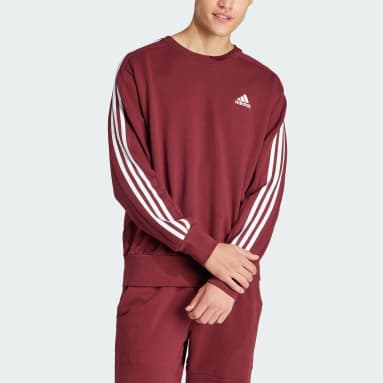 Sudadera Essentials French Terry 3 bandas Burgundy Hombre Sportswear