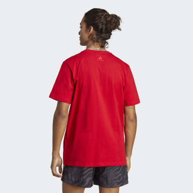 T-shirt Essentials Single Jersey Big Logo Rosso Uomo Sportswear