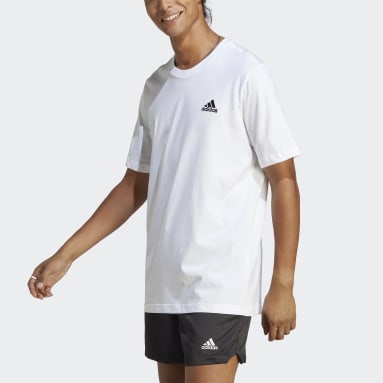 Remera Essentials Single Jersey con Logo Bordado Blanco Hombre Sportswear