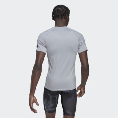 Men Training Grey Techfit 3-Stripes Training Tee