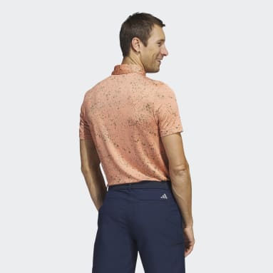 Men Golf Orange Jacquard Golf Polo Shirt