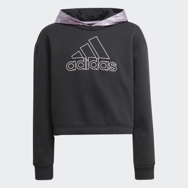 Dievčatá Sportswear čierna Mikina s kapucňou Winter Glam Fleece Loose Crop