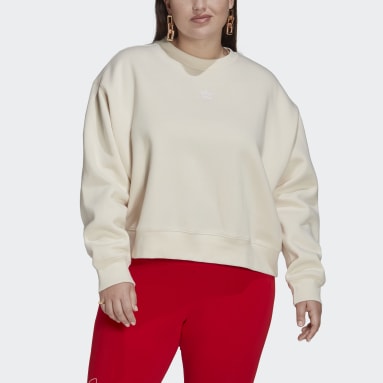 Women's Originals Beige Adicolor Essentials Crew Sweatshirt (Plus Size)