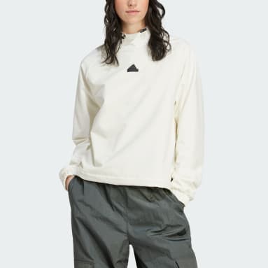 Women Sportswear White City Escape Hoodie With Bungee Cord