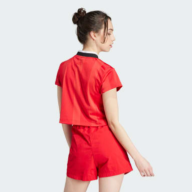 Koszulka Tiro Colorblock Crop Czerwony