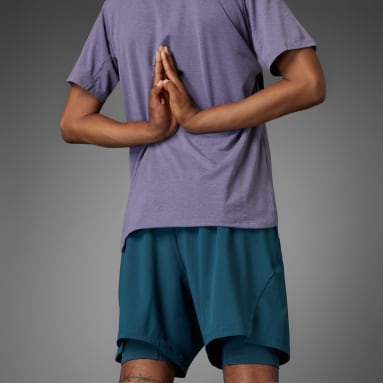 Men Yoga Turquoise Yoga Premium Training Two-in-One Shorts