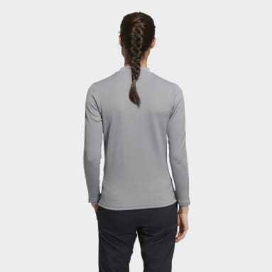 Women Golf Grey AEROREADY 3-Stripes Mock Neck Long Sleeve Shirt