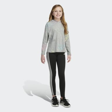 Children Sportswear Grey Long Sleeve Allover Print Curved Hem Tee