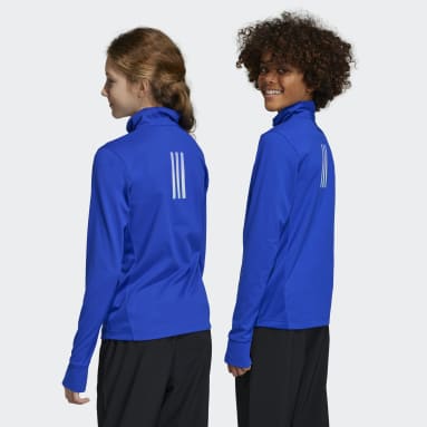 Deti Sportswear modrá Tričko AEROREADY Half-Zip Long Sleeve