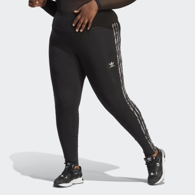 Women Originals Black 3-Stripes Print Leggings (Plus Size)