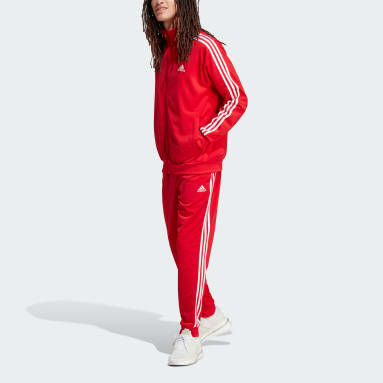 Heren Sportswear rood Basic 3-Stripes Tricot Trainingspak